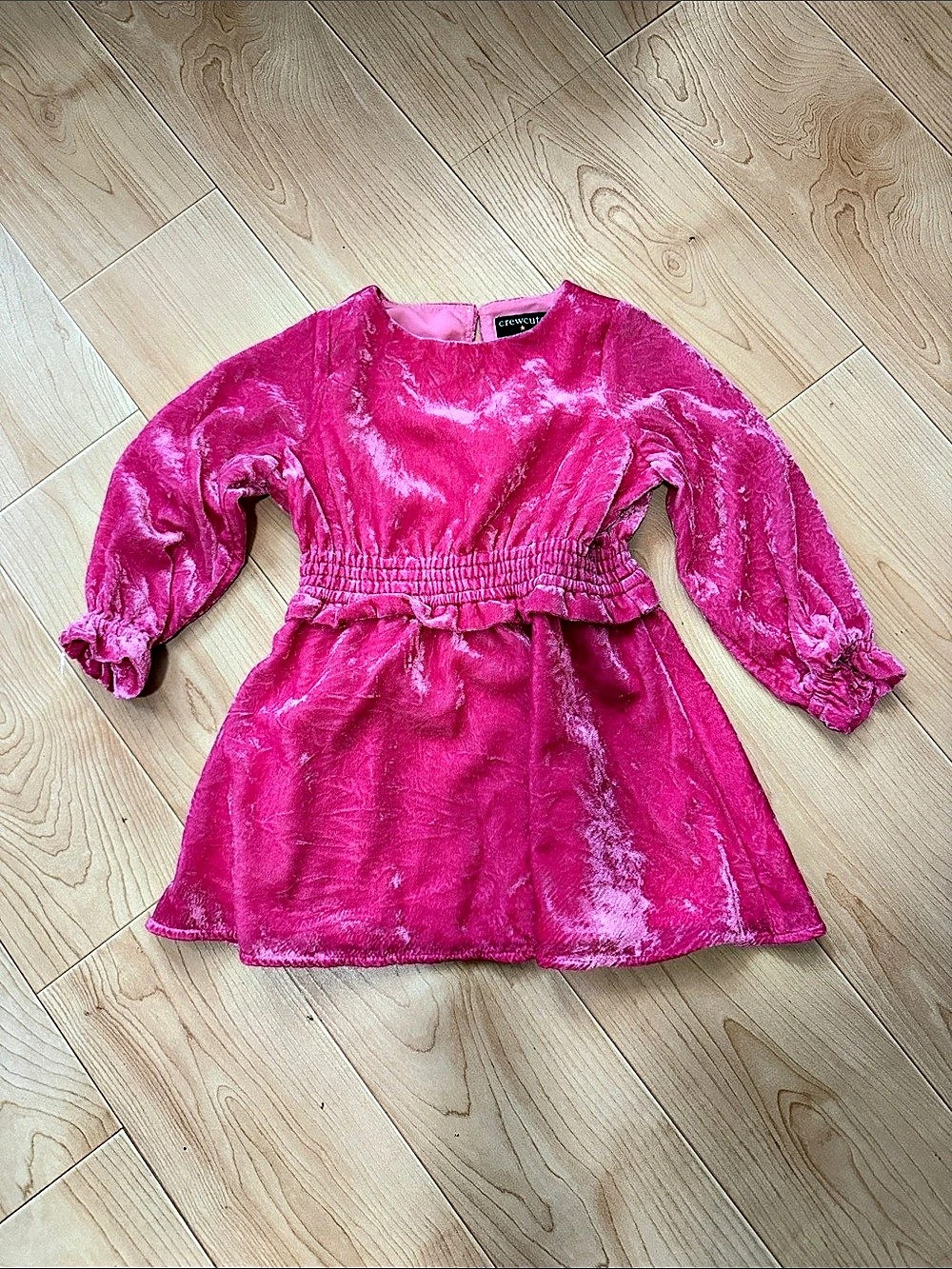 Girls J.Crew Crewcuts Kids Toddler Bright Pink Velvet Dress size 2T